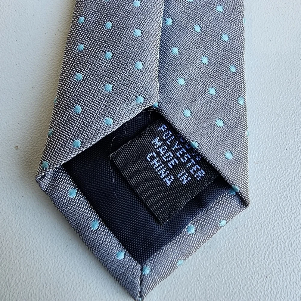 Boy's Gray Aqua Blue Polka Dot Neck Tie Size Kids